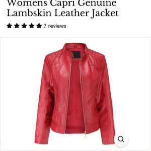Markhor Women’s Capri Genuine Lambskin Leather Jacket - Red